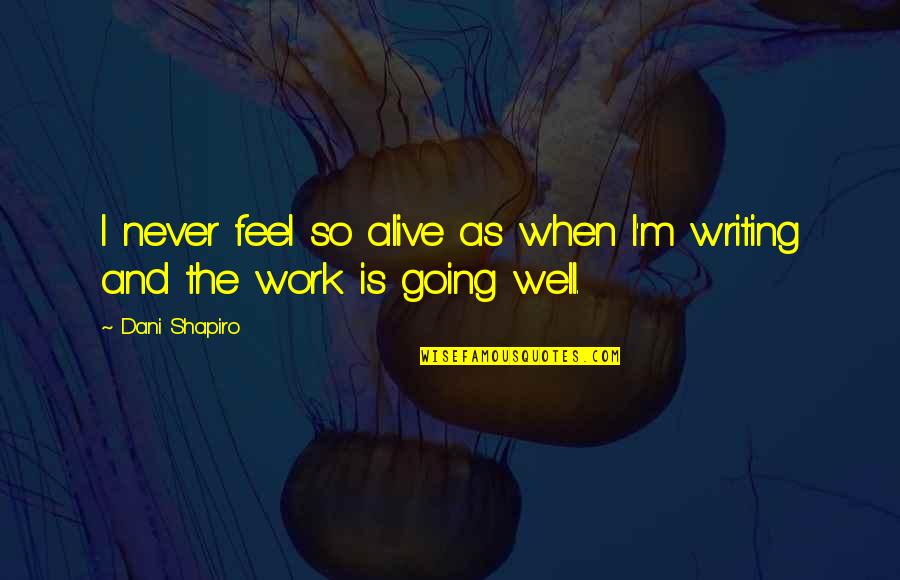 Kasirye Davis Quotes By Dani Shapiro: I never feel so alive as when I'm