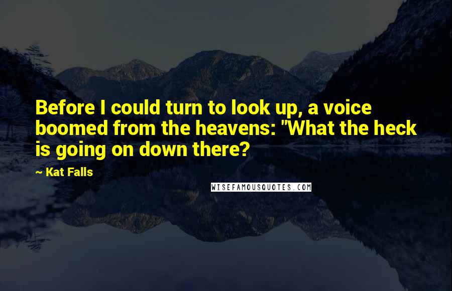 Kat Falls quotes: Before I could turn to look up, a voice boomed from the heavens: "What the heck is going on down there?