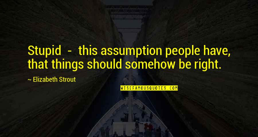 Katajanmarja Quotes By Elizabeth Strout: Stupid - this assumption people have, that things Katajanmarja Quotes By Elizabeth Strout: Stupid - this assumption people have, that things