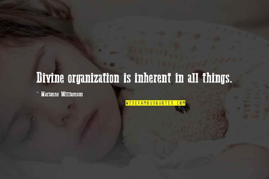 Katchry Jewel Quotes By Marianne Williamson: Divine organization is inherent in all things.