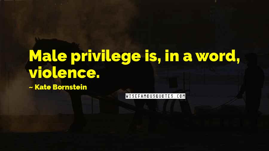 Kate Bornstein quotes: Male privilege is, in a word, violence.
