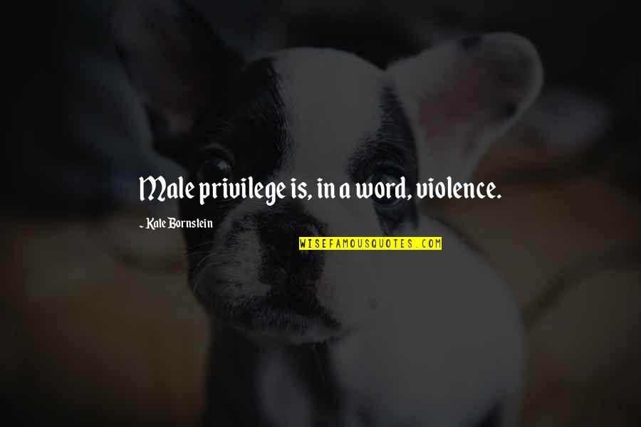Kate Bornstein Quotes By Kate Bornstein: Male privilege is, in a word, violence.