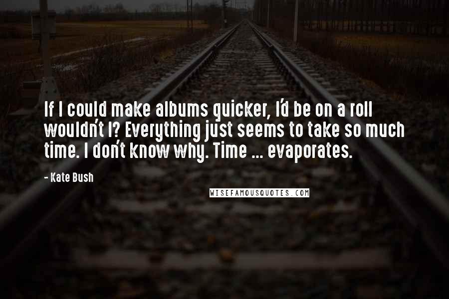 Kate Bush quotes: If I could make albums quicker, I'd be on a roll wouldn't I? Everything just seems to take so much time. I don't know why. Time ... evaporates.