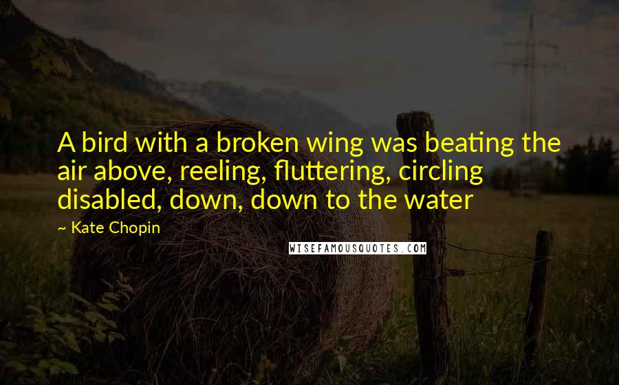 Kate Chopin quotes: A bird with a broken wing was beating the air above, reeling, fluttering, circling disabled, down, down to the water