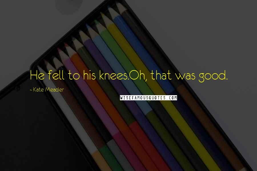 Kate Meader quotes: He fell to his knees.Oh, that was good.