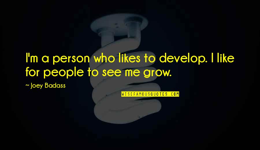 Kate Spade Quotes By Joey Badass: I'm a person who likes to develop. I