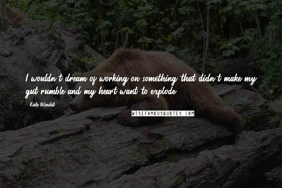 Kate Winslet quotes: I wouldn't dream of working on something that didn't make my gut rumble and my heart want to explode.