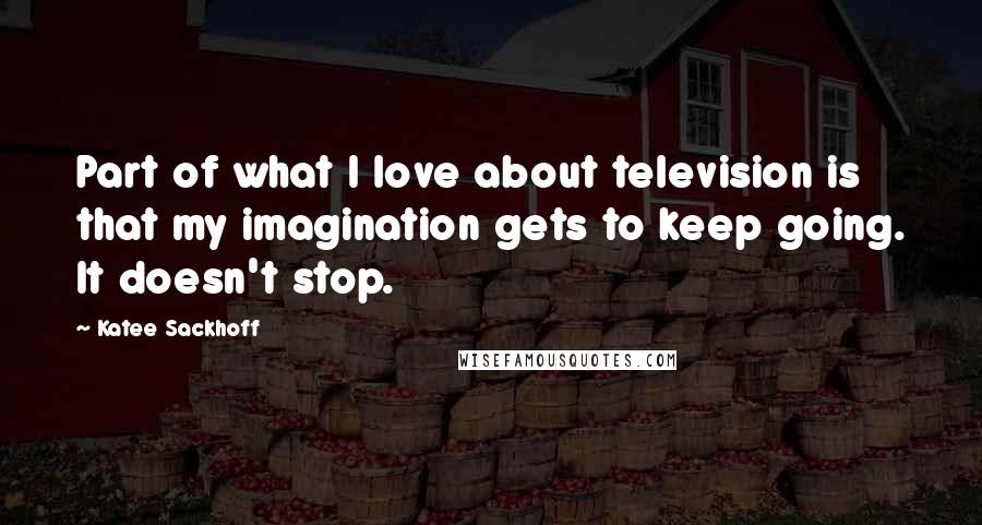 Katee Sackhoff quotes: Part of what I love about television is that my imagination gets to keep going. It doesn't stop.