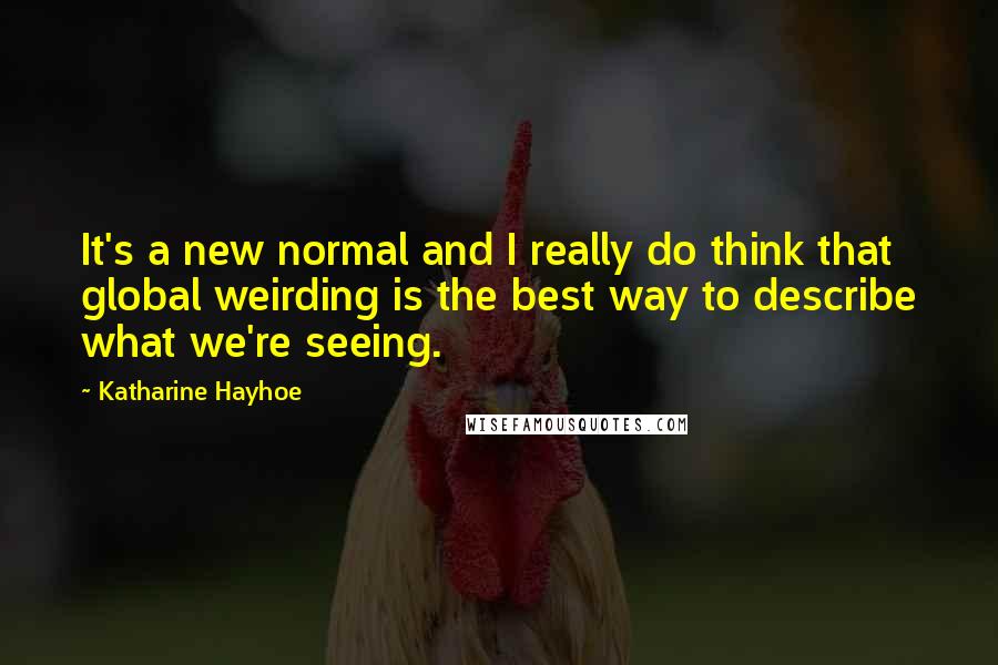 Katharine Hayhoe quotes: It's a new normal and I really do think that global weirding is the best way to describe what we're seeing.