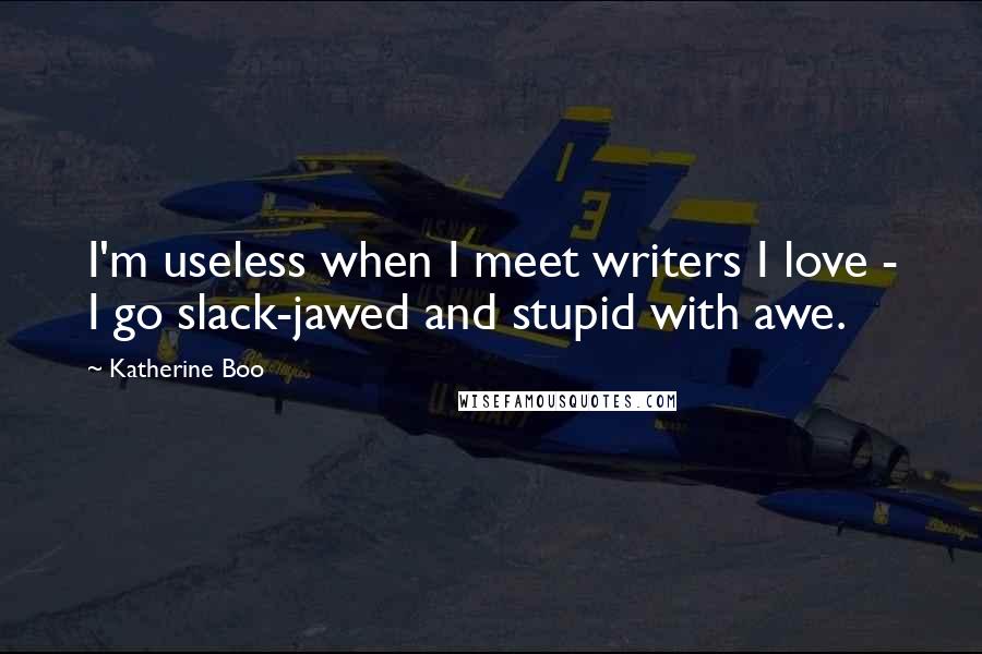 Katherine Boo quotes: I'm useless when I meet writers I love - I go slack-jawed and stupid with awe.