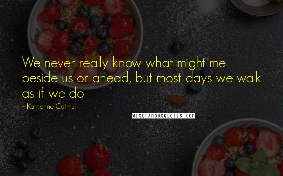 Katherine Catmull quotes: We never really know what might me beside us or ahead, but most days we walk as if we do