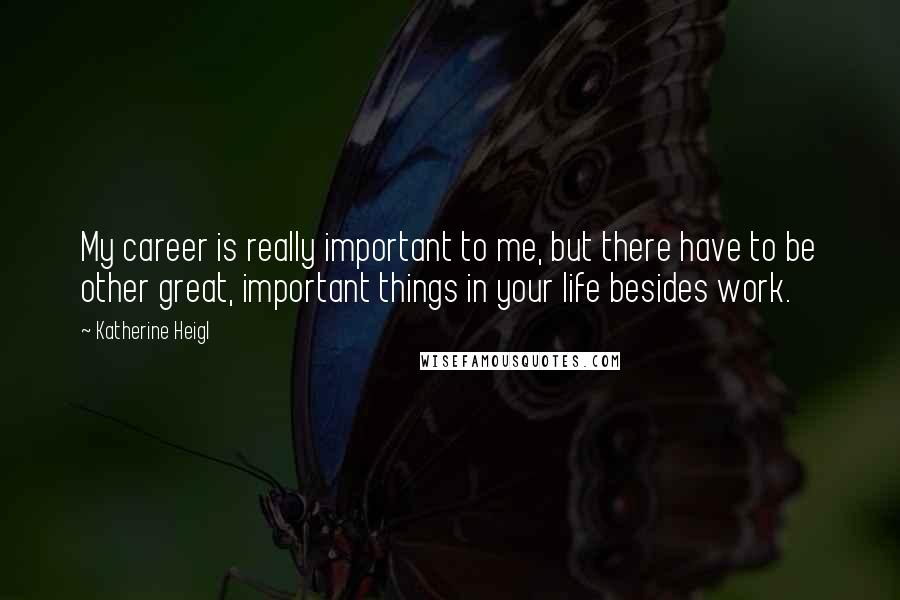 Katherine Heigl quotes: My career is really important to me, but there have to be other great, important things in your life besides work.