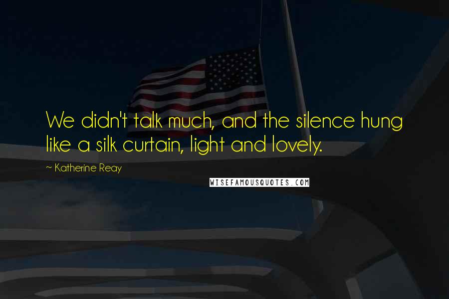 Katherine Reay quotes: We didn't talk much, and the silence hung like a silk curtain, light and lovely.
