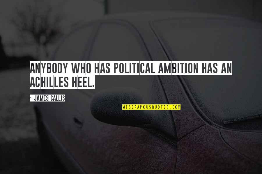 Kathleen Dean Moore Quotes By James Callis: Anybody who has political ambition has an Achilles Kathleen Dean Moore Quotes By James Callis: Anybody who has political ambition has an Achilles