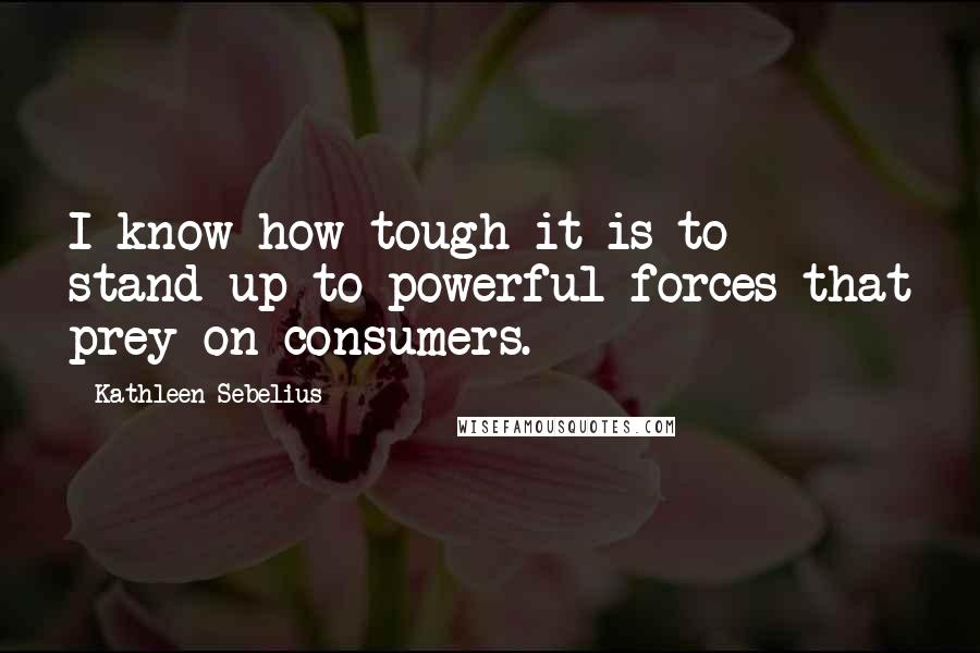 Kathleen Sebelius quotes: I know how tough it is to stand up to powerful forces that prey on consumers.