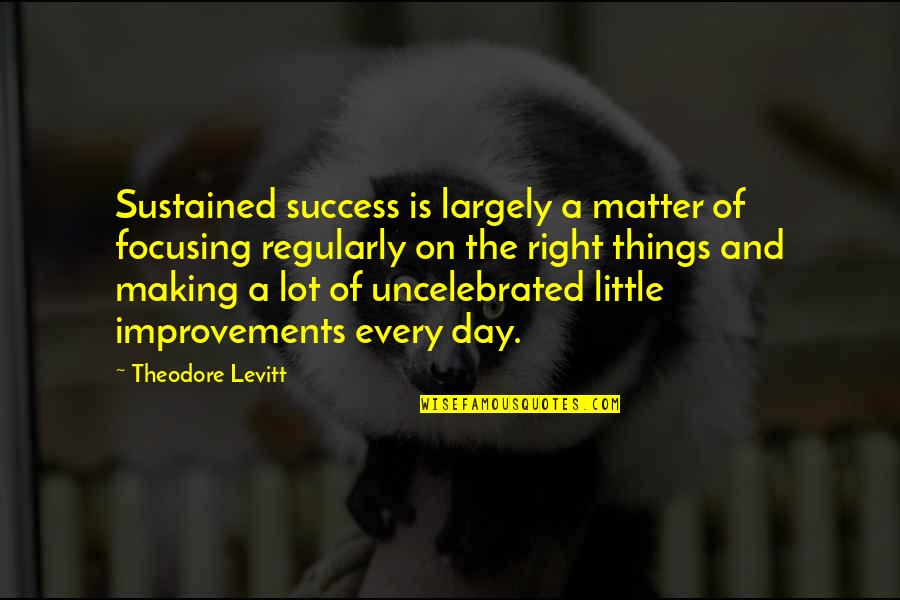 Kathryn Kennish Quotes By Theodore Levitt: Sustained success is largely a matter of focusing