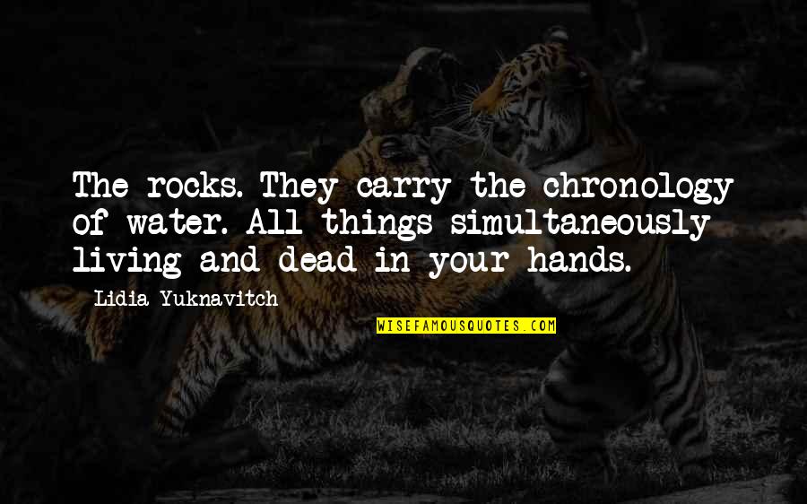 Kathy Sylva Quotes By Lidia Yuknavitch: The rocks. They carry the chronology of water. Kathy Sylva Quotes By Lidia Yuknavitch: The rocks. They carry the chronology of water.