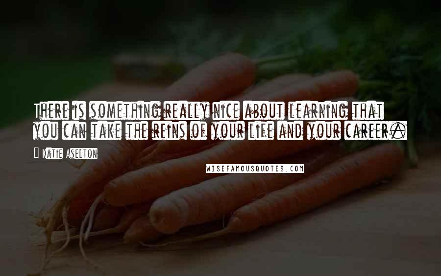 Katie Aselton quotes: There is something really nice about learning that you can take the reins of your life and your career.