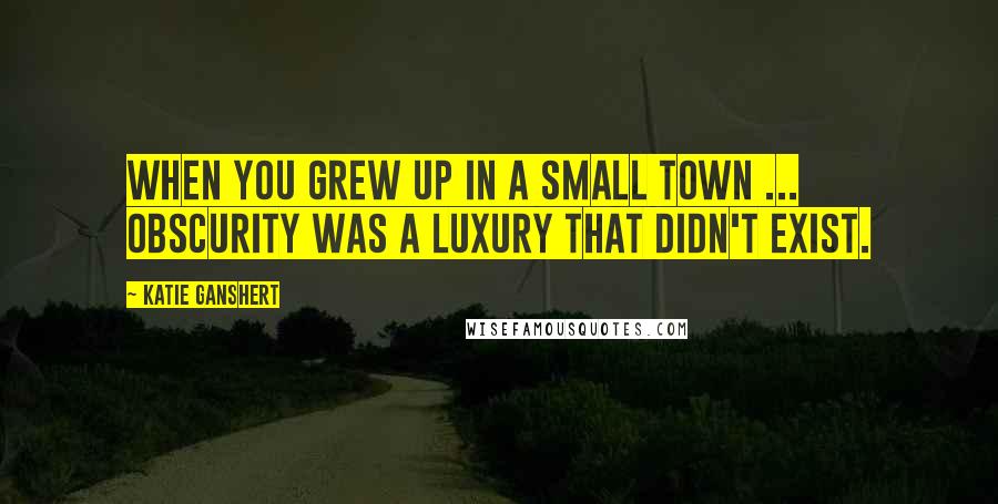 Katie Ganshert quotes: When you grew up in a small town ... obscurity was a luxury that didn't exist.