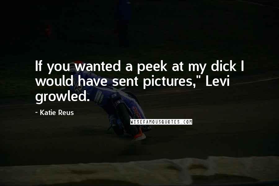 Katie Reus quotes: If you wanted a peek at my dick I would have sent pictures," Levi growled.