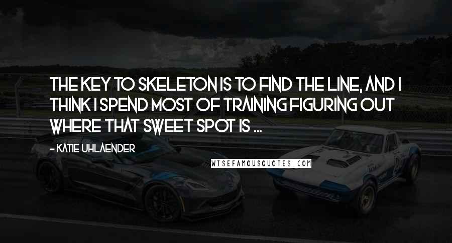 Katie Uhlaender quotes: The key to skeleton is to find the line, and I think I spend most of training figuring out where that sweet spot is ... Katie Uhlaender quotes: The key to skeleton is to find the line, and I think I spend most of training figuring out where that sweet spot is ...