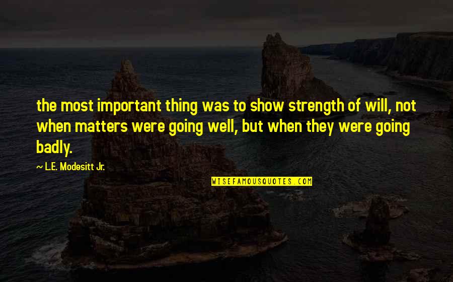 Katniss Character Quotes By L.E. Modesitt Jr.: the most important thing was to show strength