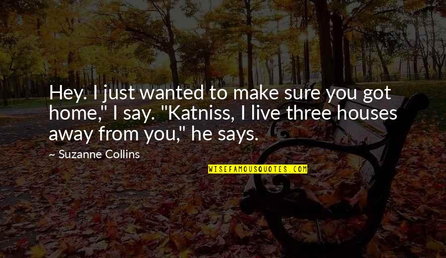 Katniss Hunger Games Quotes By Suzanne Collins: Hey. I just wanted to make sure you
