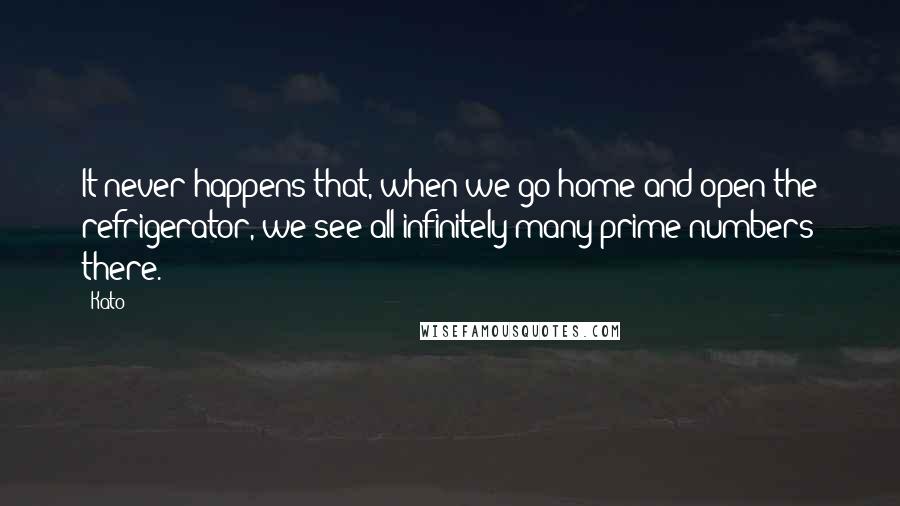 Kato quotes: It never happens that, when we go home and open the refrigerator, we see all infinitely many prime numbers there.