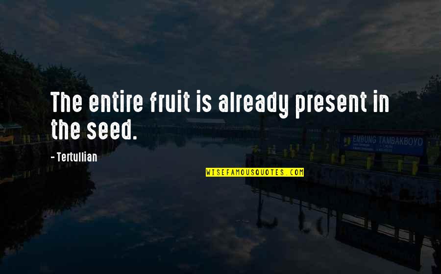 Katram Savu Quotes By Tertullian: The entire fruit is already present in the