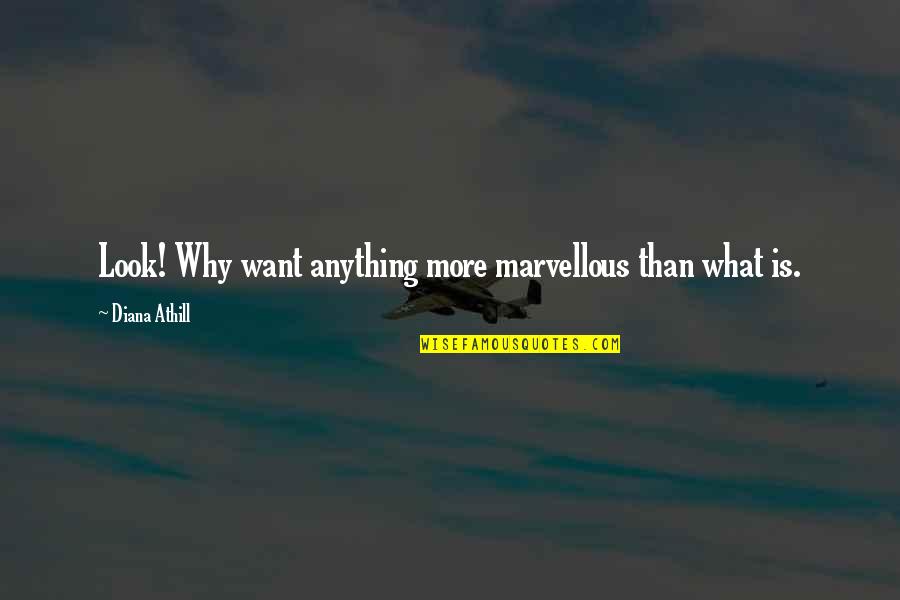Katsouras Quotes By Diana Athill: Look! Why want anything more marvellous than what Katsouras Quotes By Diana Athill: Look! Why want anything more marvellous than what