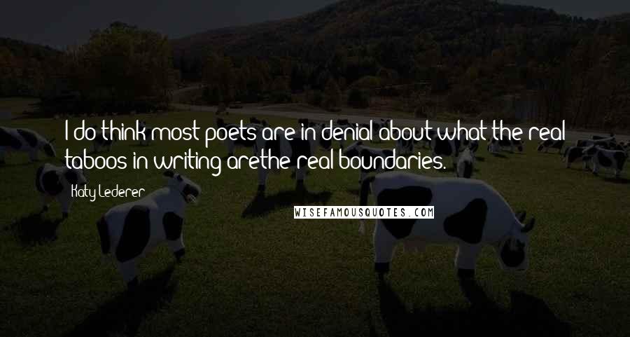 Katy Lederer quotes: I do think most poets are in denial about what the real taboos in writing arethe real boundaries.