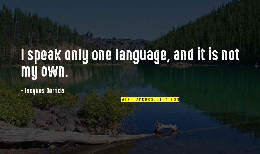Katzenbach And Warren Quotes By Jacques Derrida: I speak only one language, and it is Katzenbach And Warren Quotes By Jacques Derrida: I speak only one language, and it is