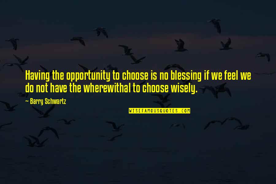 Katzenberger Schwanger Quotes By Barry Schwartz: Having the opportunity to choose is no blessing