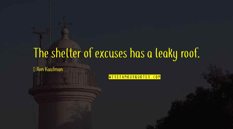 Kaufman Quotes By Ron Kaufman: The shelter of excuses has a leaky roof.