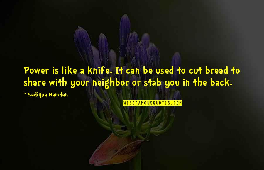 Kaviani Darafsh Quotes By Sadiqua Hamdan: Power is like a knife. It can be