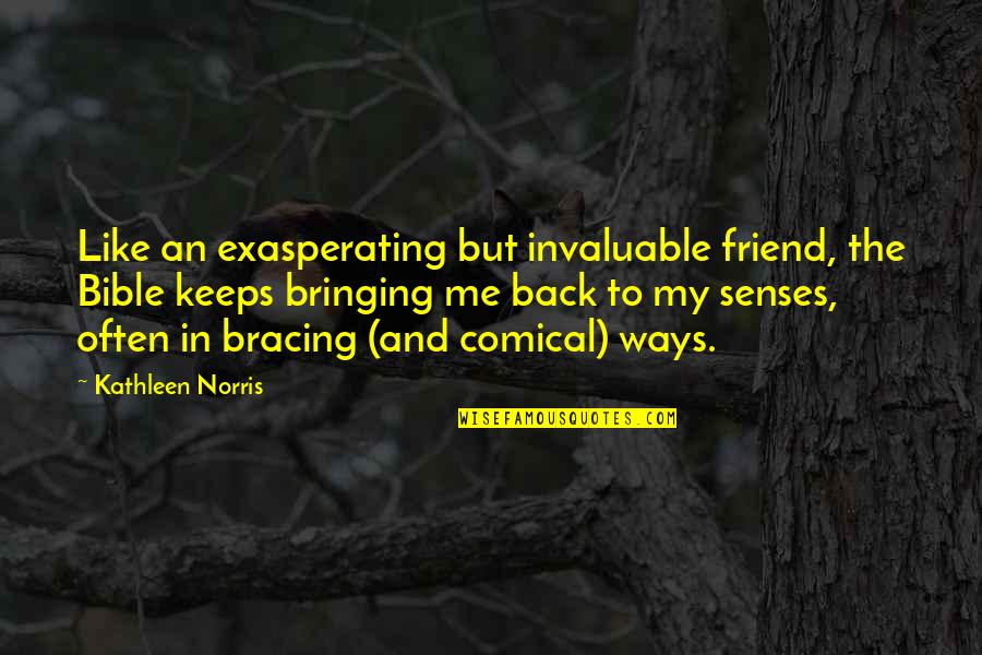 Kavrakos Quotes By Kathleen Norris: Like an exasperating but invaluable friend, the Bible Kavrakos Quotes By Kathleen Norris: Like an exasperating but invaluable friend, the Bible