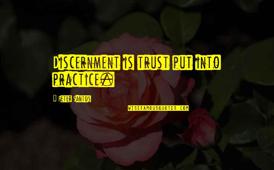 Kawarthas Lake Quotes By Peter Santos: Discernment is trust put into practice.