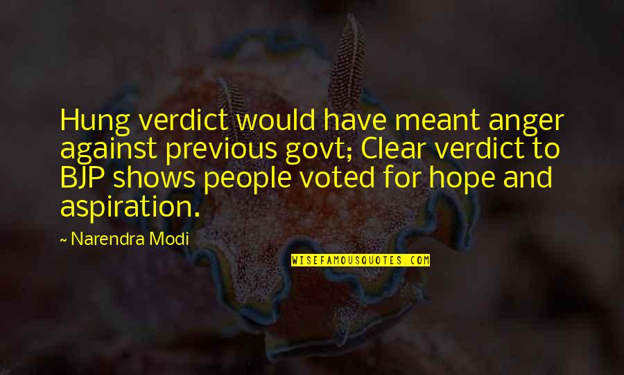 Kayden Mancuso Quotes By Narendra Modi: Hung verdict would have meant anger against previous Kayden Mancuso Quotes By Narendra Modi: Hung verdict would have meant anger against previous