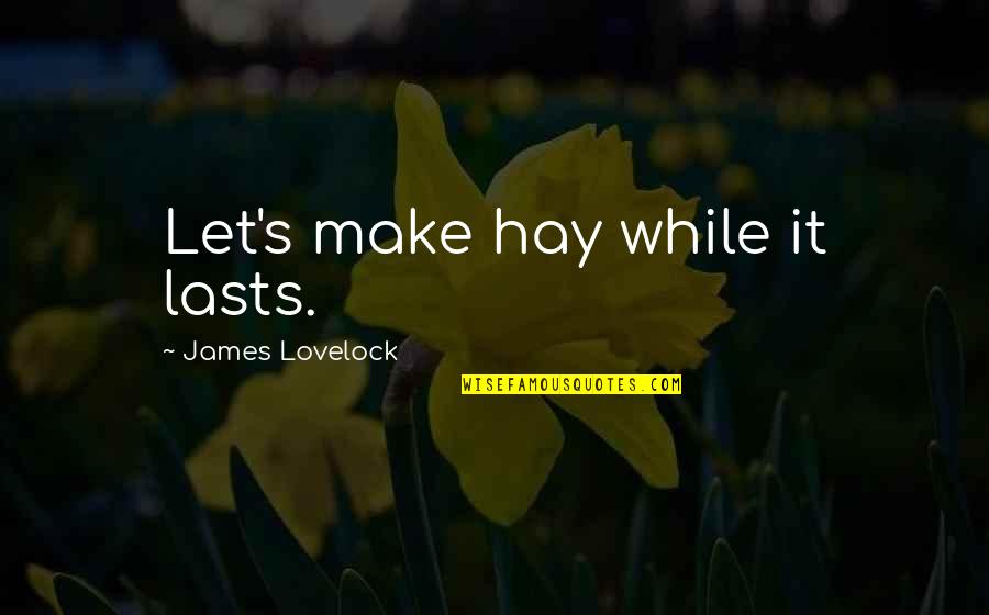 Kayson Quotes By James Lovelock: Let's make hay while it lasts. Kayson Quotes By James Lovelock: Let's make hay while it lasts.