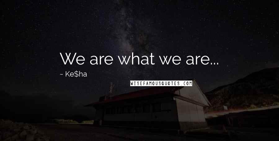 Ke$ha quotes: We are what we are...