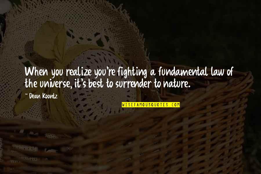 Kebijaksanaan In English Quotes By Dean Koontz: When you realize you're fighting a fundamental law Kebijaksanaan In English Quotes By Dean Koontz: When you realize you're fighting a fundamental law