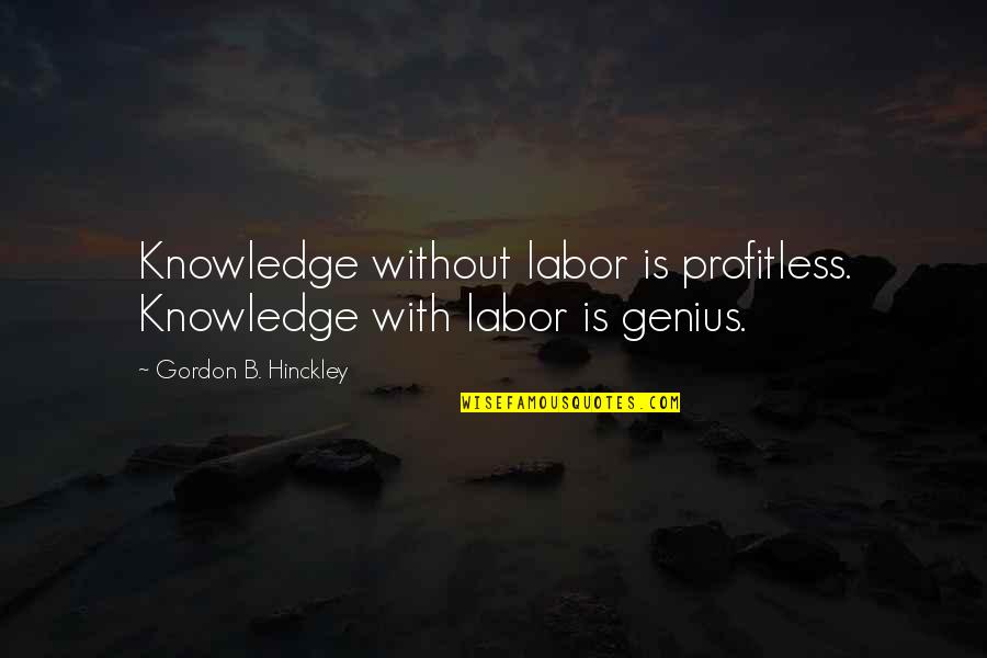 Kecekungan Quotes By Gordon B. Hinckley: Knowledge without labor is profitless. Knowledge with labor