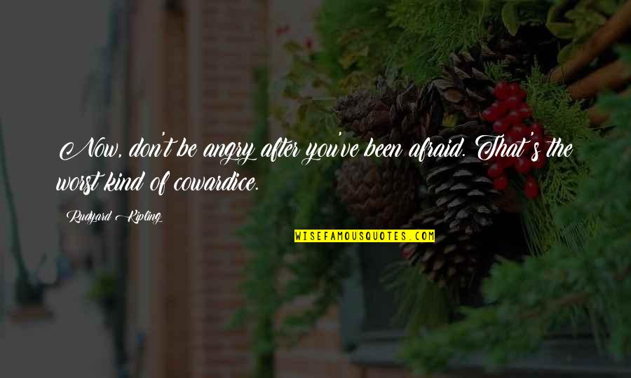 Kecepatan Internet Quotes By Rudyard Kipling: Now, don't be angry after you've been afraid.