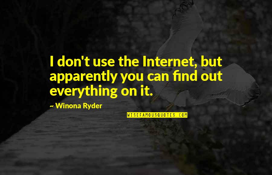 Kedai Runcit Quotes By Winona Ryder: I don't use the Internet, but apparently you