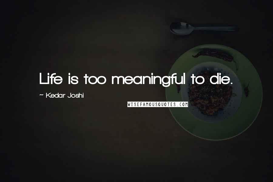 Kedar Joshi quotes: Life is too meaningful to die.