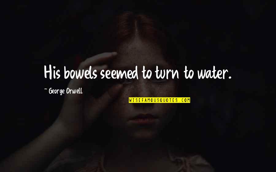 Kedilerin Hakkinda Quotes By George Orwell: His bowels seemed to turn to water. Kedilerin Hakkinda Quotes By George Orwell: His bowels seemed to turn to water.