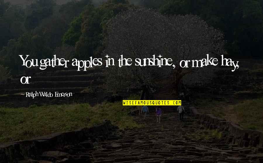 Keeleigh Blankenship Quotes By Ralph Waldo Emerson: You gather apples in the sunshine, or make Keeleigh Blankenship Quotes By Ralph Waldo Emerson: You gather apples in the sunshine, or make