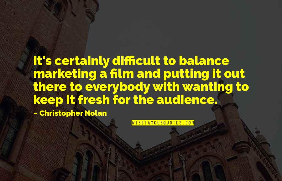 Keep Balance Quotes By Christopher Nolan: It's certainly difficult to balance marketing a film