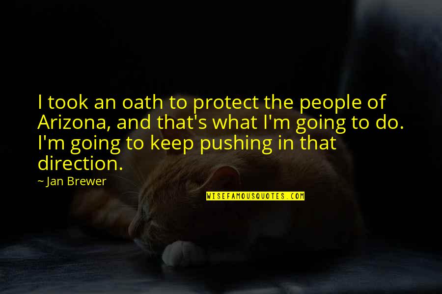 Keep Going Quotes By Jan Brewer: I took an oath to protect the people