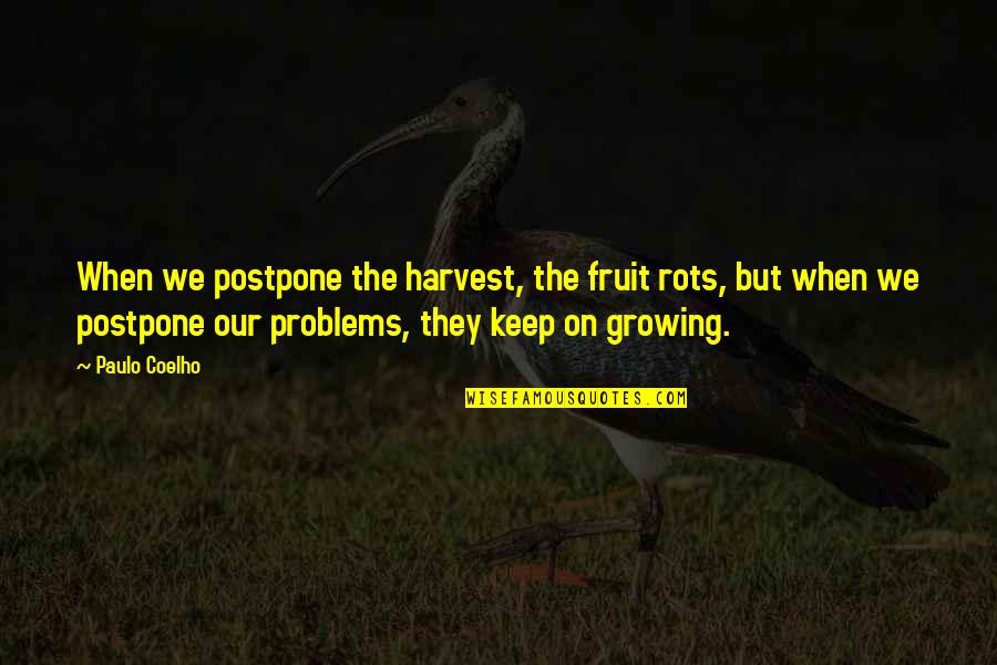 Keep Growing In Life Quotes By Paulo Coelho: When we postpone the harvest, the fruit rots, Keep Growing In Life Quotes By Paulo Coelho: When we postpone the harvest, the fruit rots,